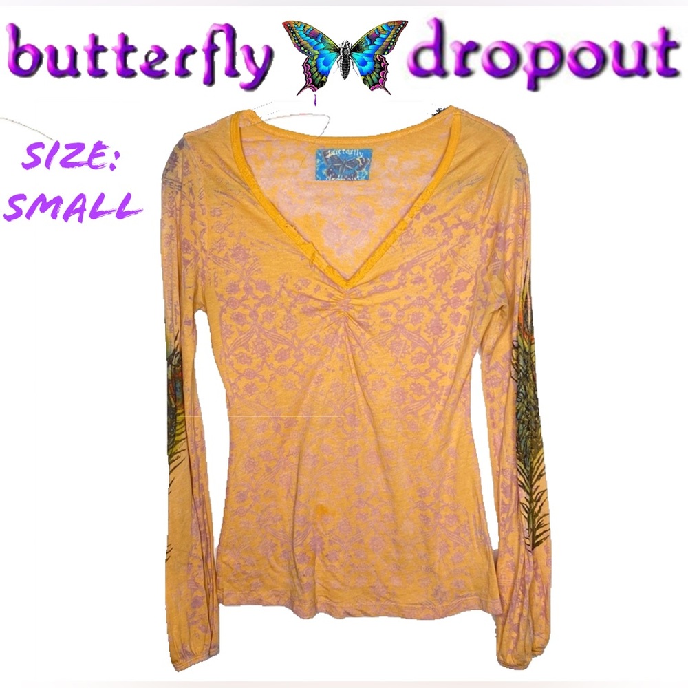 Butterfly 🦋 Dropout Sheer Pattern Long Sleeve
